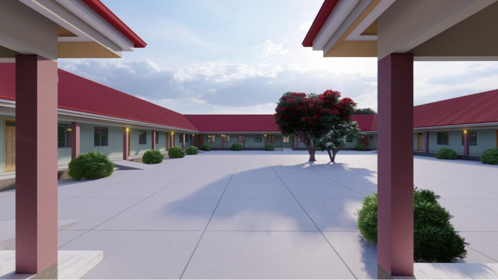 Innenhof des geplanten Schulcampus in Tansania mit Grundschule und Kindergarten im Projekt Nala